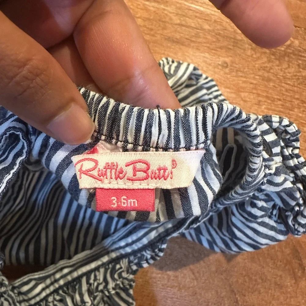 Ruffle Butts Navy and White Striped Diaper dress